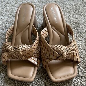 Marc Fisher Beige Woven Heeled Sandals